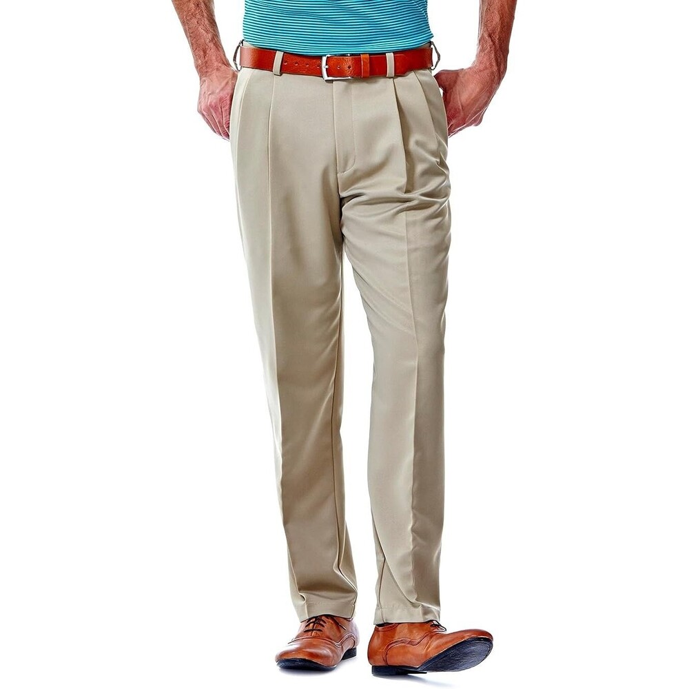 Haggar Men's Cool 18 Hidden Expandable Waist Pleat Front Pant 34 x 31 New
